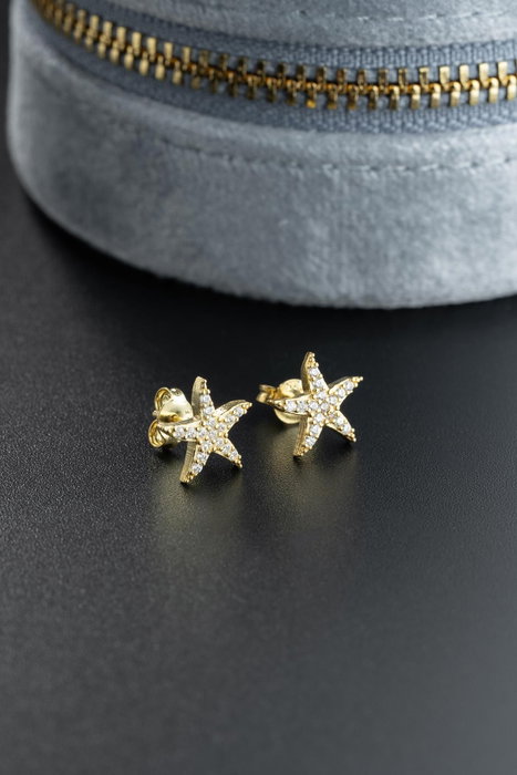 Heliophilia Silver Pendientes de Plata de Ley 925 con Recubrimiento de Oro y Circón